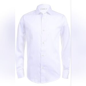 Calvin Klein Boys' Long Sleeve Sateen Dress Shirt, Size 16